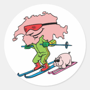 Zwitserland Swiss Ski Vintage Travel Souvenir Ronde Sticker