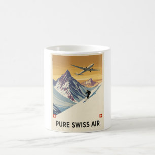  Zwitserland Travel Pure Swiss Air Ski Art Koffiemok