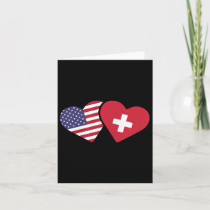 Zwitserland Verenigde Staten Vlag T Shirt Hart Zwi Kaart