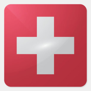 Zwitserland vierkante glossy vlag sticker