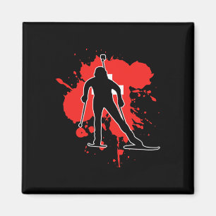 Zwitserland Vlag Biathlonist - Swiss Biathlon 1 Magneet