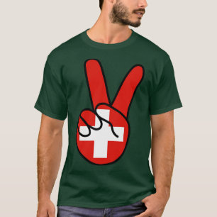 Zwitserland Vlag V Teken T-shirt