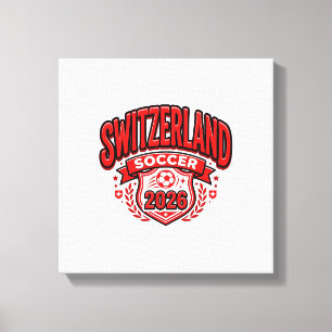 Zwitserland Voetbal 2026 Voetbal Vet Land Typogr Canvas Afdruk