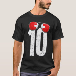 Zwitserland Voetballer Nummer 10 Zwitserse vlag T-shirt