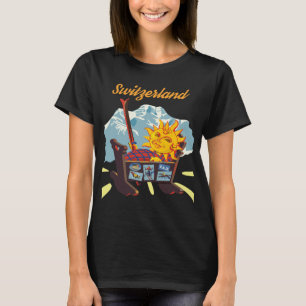 Zwitserland Winterzon Retro Reizen T-Shirt