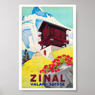 Zwitserland Zinal Vintage Reisposter Gerestaureerd Poster