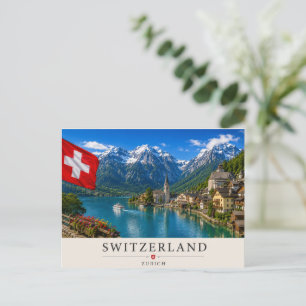 Zwitserland Zürich Reiseposter Schitterend Alpen Feestdagenkaart