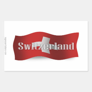 Zwitserland zwaaiende vlag rechthoekige sticker