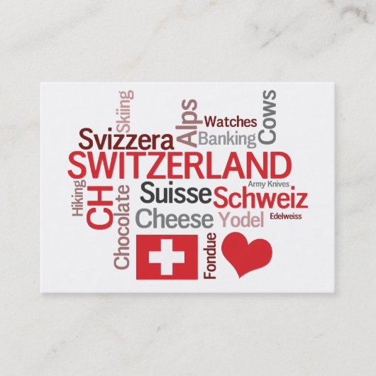 Zwitserland Zwitsers thema Toerisme Visitekaartjes (Voorkant)