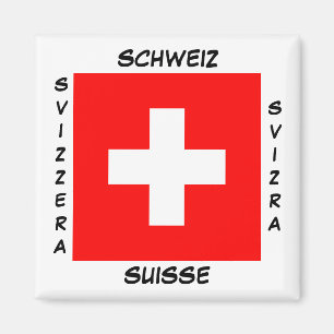 Zwitserland Zwitserse talen Vlaggensplein Magnet Magneet
