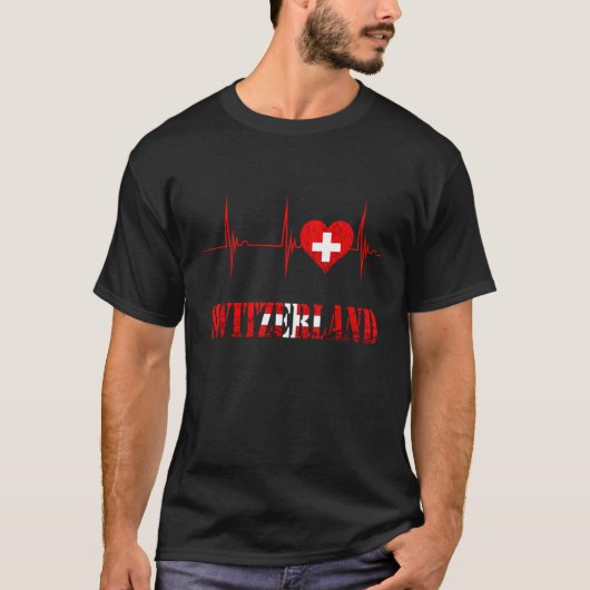 Zwitserland Zwitserse vlag Harthartslag EKG Pulse T-shirt (Voorkant)