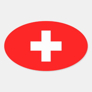 Zwitserland - Zwitserse vlag Ovale Sticker