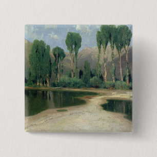 Zwitsers landschap vierkante button 5,1 cm