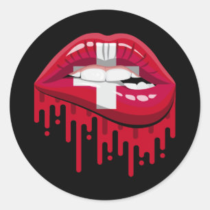 Zwitsers lippen trots root flag ronde sticker