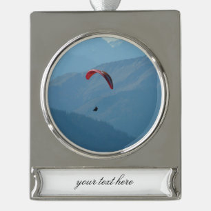 Zwitsers Paragliden Verzilverd Banner Ornament