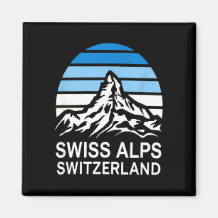 Zwitserse Alpen retro berglandschap met gestreepte Magneet