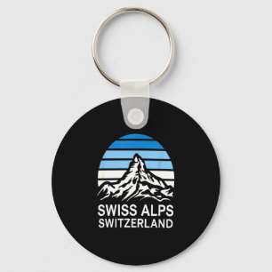 Zwitserse Alpen retro berglandschap met gestreepte Sleutelhanger