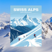 Zwitserse Alpen Skisport, Zwitserland Reis Vintage
