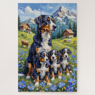 Zwitserse Berghond Alpine Gentian Kunst Legpuzzel