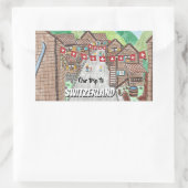 Zwitserse bergstad cartoon tekenen stickers (Tas)
