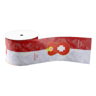 Zwitserse engelenvlag op rood en wit Persoonlijk  Grosgrain Lint