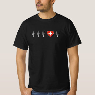 Zwitserse hartslag Ik hou van de vlag van Zwitserl T-shirt