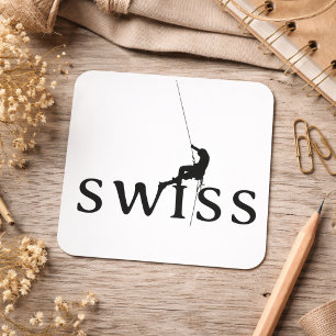 Zwitserse Klimmen Minimalistische Silhouet Ontwerp Vierkante Sticker