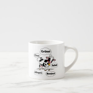 Zwitserse Koe Grüezi Bonjour Ciao Zwitserland Reis Espresso Kop