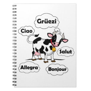 Zwitserse Koe Grüezi Bonjour Ciao Zwitserland Reis Notitieboek