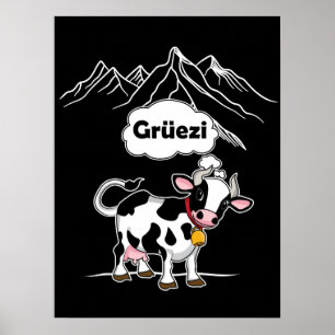 Zwitserse Koe - Grüezi - Zwitserland reizen Poster