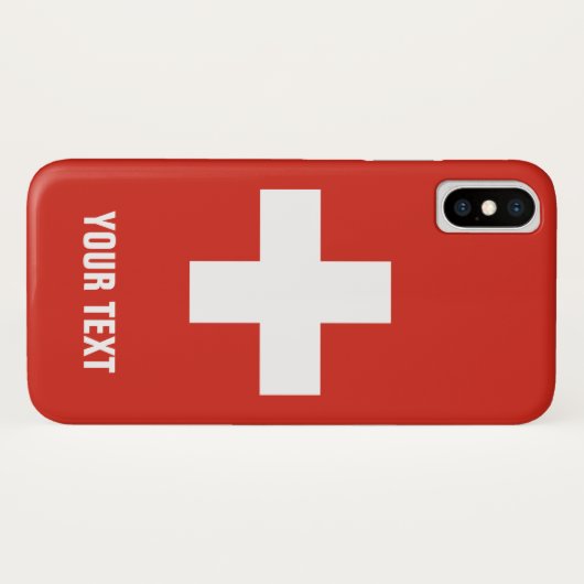 Zwitserse kruisvlag gepersonaliseerd in Zwitserlan Case-Mate iPhone Case (Achterkant (horizontaal))