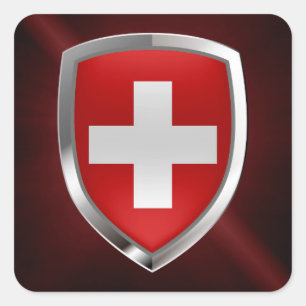 Zwitserse metaalembleem vierkante sticker