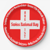 Zwitserse nationale dag in vier talen Zwitserse vl Papieren Bordje (Voorkant)