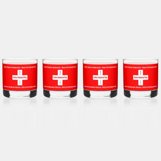 Zwitserse nationale dag in vier talen Zwitserse vl Whisky Glas (Voorkant)