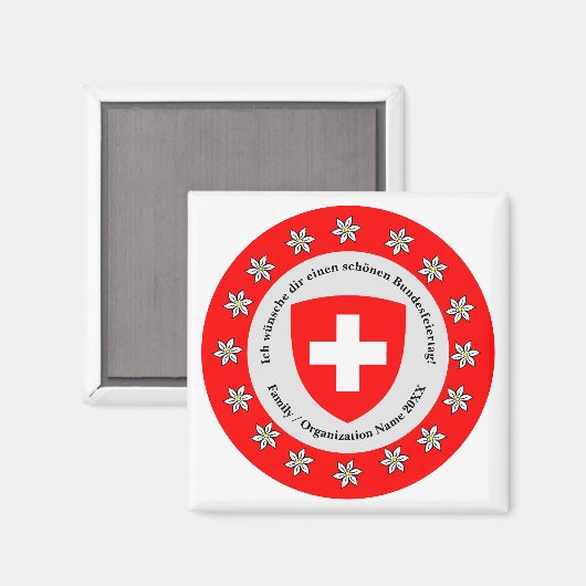 Zwitserse nationale dag Zwitserland vlag Edelweiss Magneet (Voorkant / Achterkant)