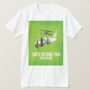 Zwitserse Nationale Park, Zwitserland kaart T-shirt