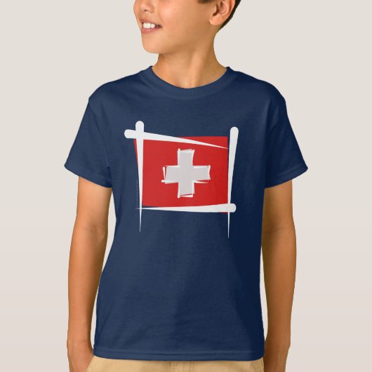 Zwitserse penseelvlag t-shirt (Voorkant)