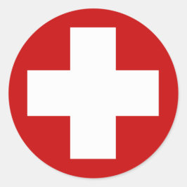 Zwitserse Rode Kruis Noodsituatie Roundell Ronde Sticker