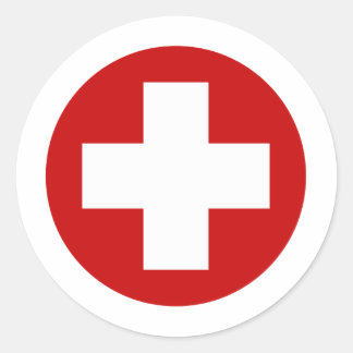 Zwitserse Rode Kruis Noodsituatie Roundell Ronde Sticker