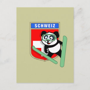 Zwitserse Ski-springende Panda Briefkaart