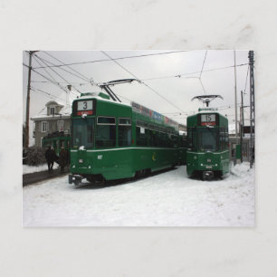 Zwitserse trams bij BVB M-Parc depot, Bazel Briefkaart