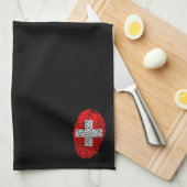 Zwitserse vingerafdrukvlag theedoek (Quarter Fold)