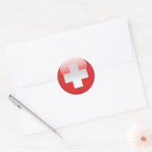 Zwitserse vlag 2.0 ronde sticker (Envelop)