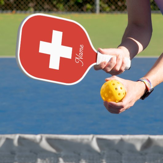 Zwitserse vlag aangepaste pickleball paddle racket (Insitu)