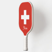 Zwitserse vlag aangepaste pickleball paddle racket (Links)