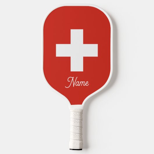 Zwitserse vlag aangepaste pickleball paddle racket (Achterkant)