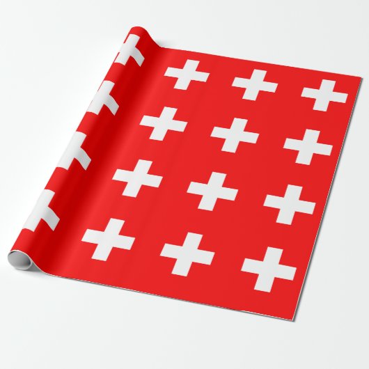 Zwitserse vlag cadeaupapier (Uitgerold)