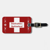Zwitserse vlag en edelweiss bagagelabel (Voorkant horizontaal)