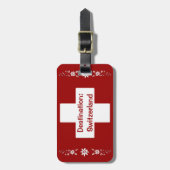 Zwitserse vlag en edelweiss bagagelabel (Voorkant verticaal)