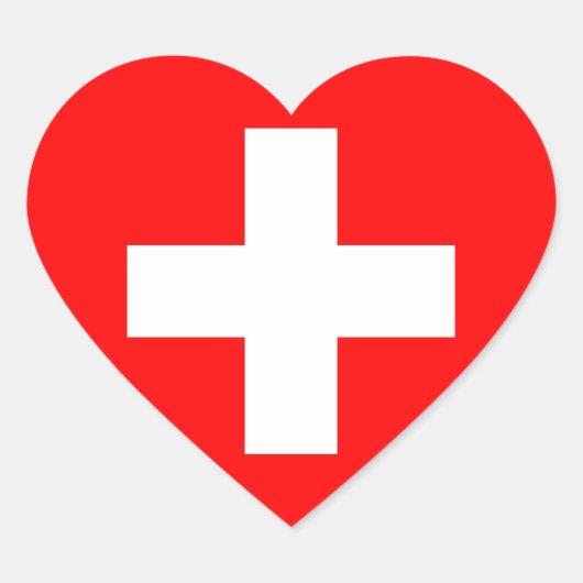 Zwitserse vlag - hartstiker hart sticker (Voorkant)